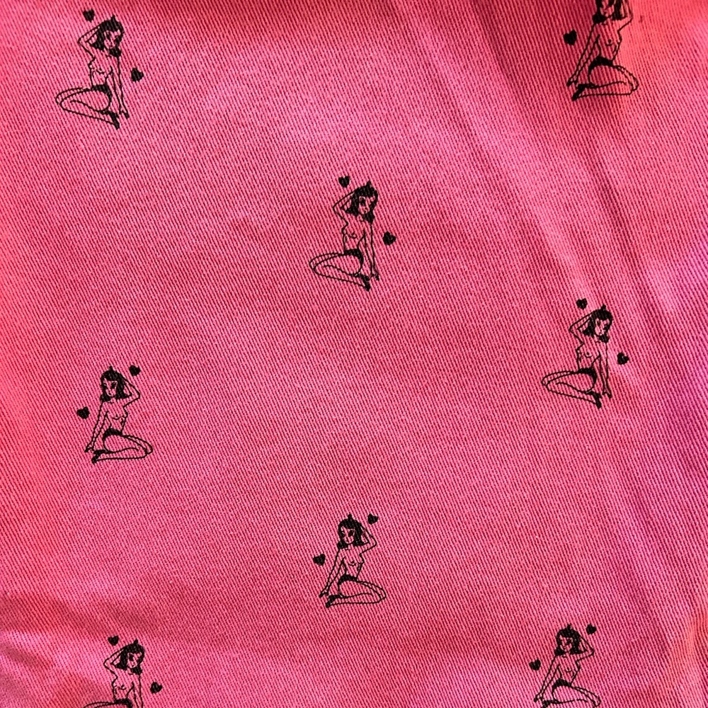 Lazy Oaf x Kita Pink Cropped Pinup Girl Utility Pants - Picture 6 of 6
